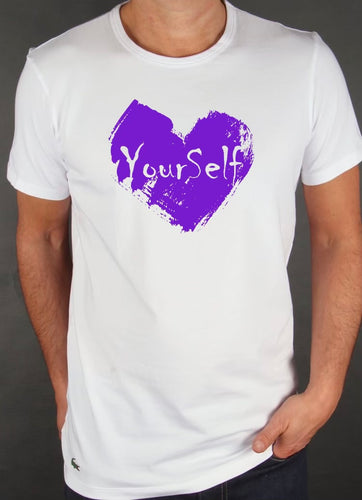 White Love Yourself T Shirt (Purple Heart)