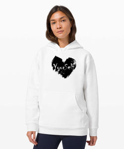 White Hoodie (Black Heart)