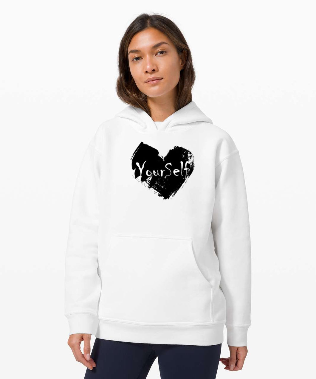 White Hoodie (Black Heart)