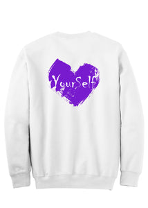 White Love Yourself Crewneck (Purple Heart)